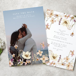 Save The Date Printemps moderne Elégant Fleur sauvage Boho Photo