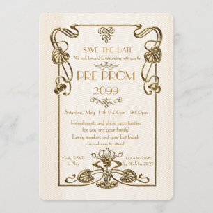 Save The Date Prom Junior, Grand Gatsby, Or, blanc