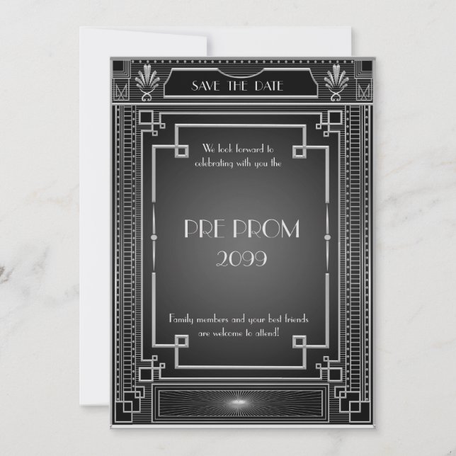Save The Date PromJunior, Grand Gatsby, Argent, Noir (Devant)