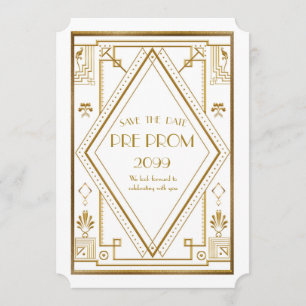Save The Date PromJunior, Grand Gatsby, Or, blanc
