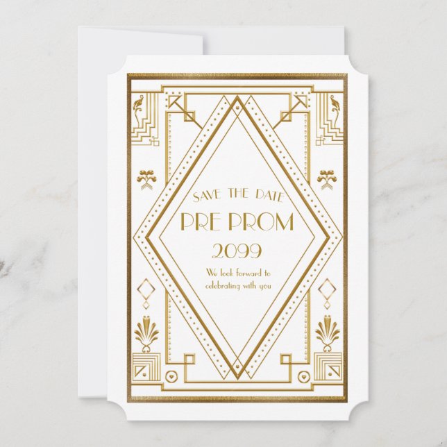 Save The Date PromJunior, Grand Gatsby, Or, blanc (Devant)