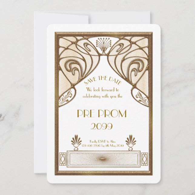 Save The Date PromJunior, Grand Gatsby, Or, blanc (Devant)