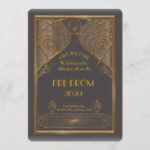 Save The Date PromJunior, Grand Gatsby, Or, gris
