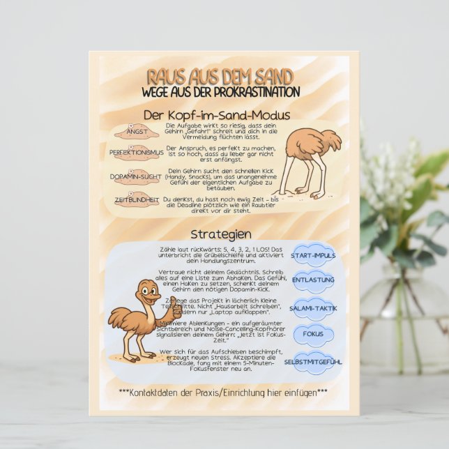 Save The Date Psychoedukation Infoblatt Prokrastination (Debout devant)