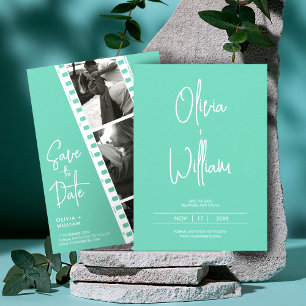 Save The Date Puce photo moderne Mint enregistrer la date