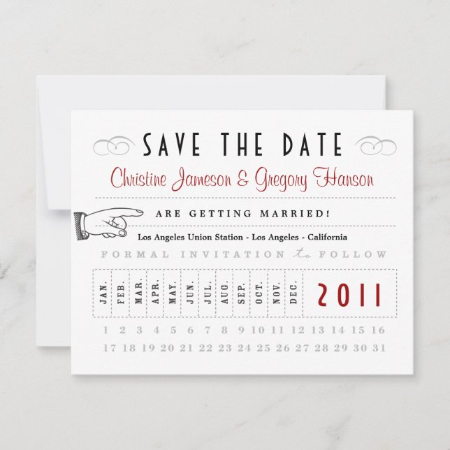 Save The Date Punch Card Enregistrer la date (Devant)