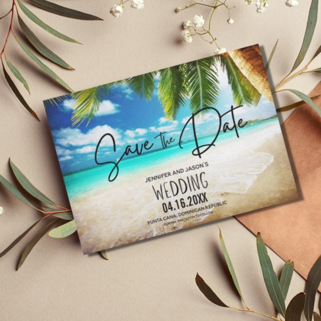 Save The Date Punta Cana Beach Destination Mariage Photo (Créateur téléchargé)