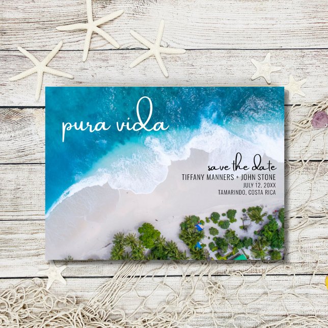 Save The Date Pura Vida Costa Rica Beach Photo Wedding (Pura Vida Costa Rica Beach Photo Wedding Save The Date)