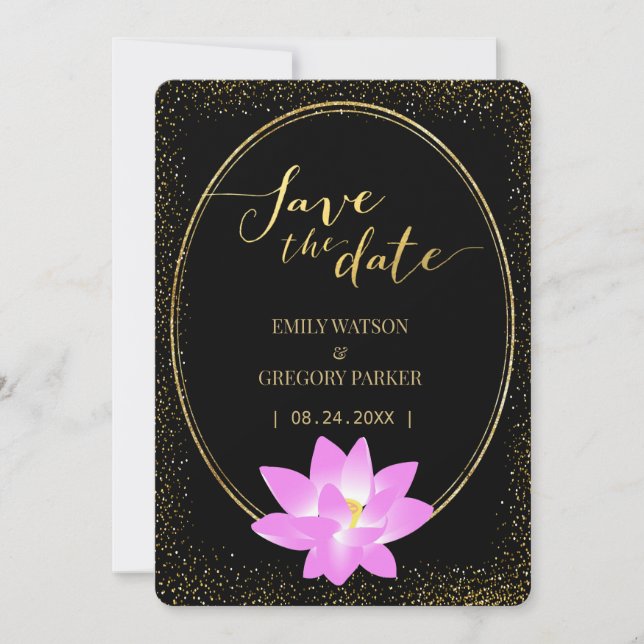 Save The Date Pure élégance, rose lotus, or (Devant)