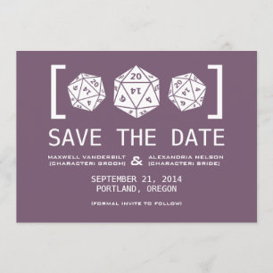 Save The Date Purple D20 Dice Gamer Enregistrer l'Invitation de 