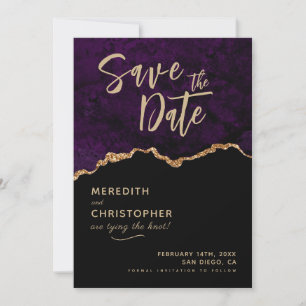 Save The Date Purple Elegance Agate Enregistrer la date