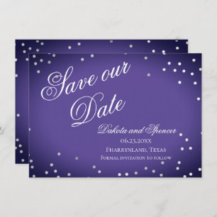 Save The Date Purple Enregistrer notre date   Chic Violet Argent