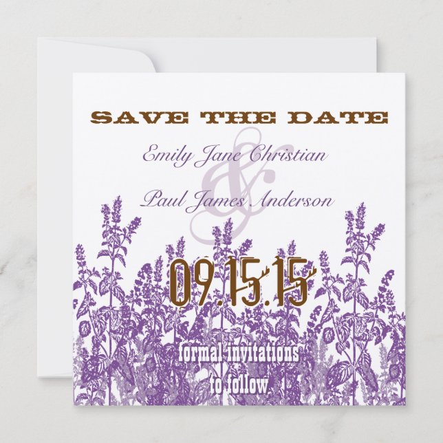 Save The Date Purple et Broon Fleur sauvage Enregistrer la date (Devant)