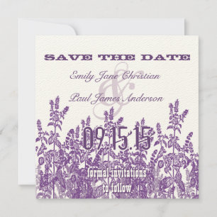 Save The Date Purple et Lavender Fleur sauvage Enregistrer la da