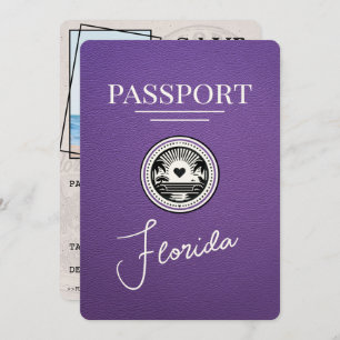 Save The Date Purple Florida Passeport Enregistrer La Date