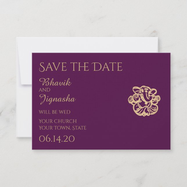 Save The Date Purple Gold Mandala Indian Wedding Enregistrer la  (Devant)