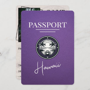 Save The Date Purple Hawaii Passeport Enregistrer La Date