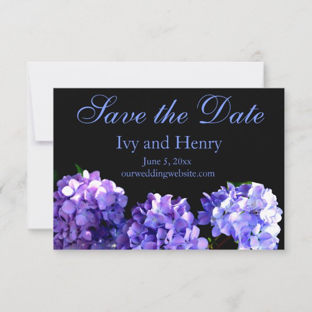Save The Date Purple hydrangea violette fleur pourpre Enregistre (Devant)