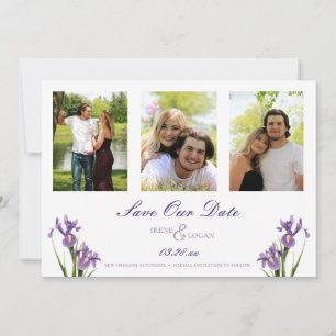 Save The Date Purple Iris Garden Photo Enregistrer la date