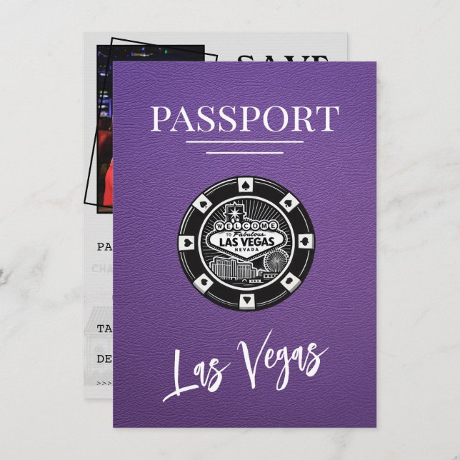 Save The Date Purple Las Vegas Passeport Enregistrer La Date (Devant / Derrière)