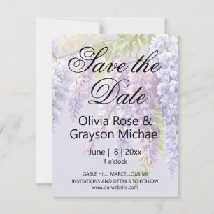 Save The Date Purple lavande aquarelle glycine florale lilas