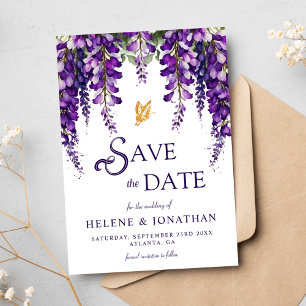 Save The Date Purple Lavender Aquarelle Florale Élégant Mariage