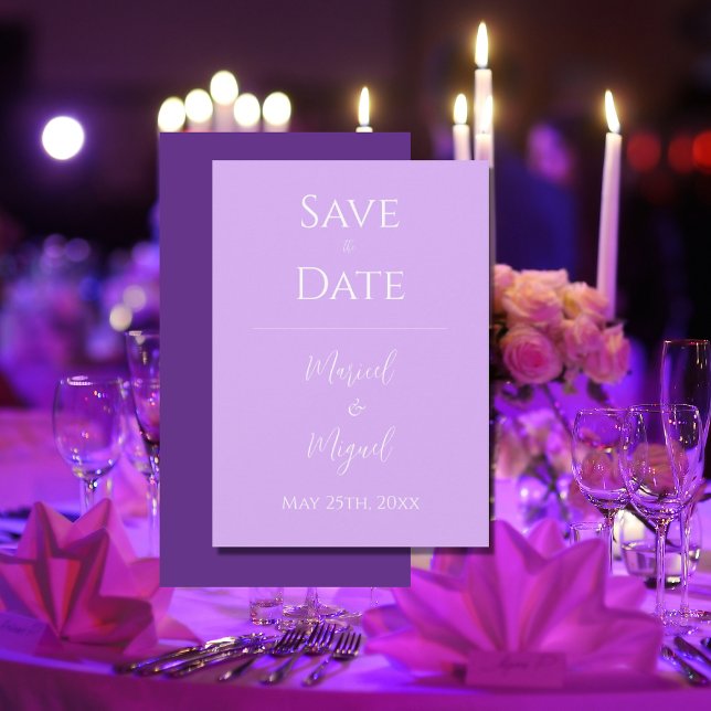 Save The Date Purple Lavender Moderne Élégant Simple (Créateur téléchargé)