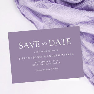 Save The Date Purple Lavender Moderne Simple Mariage