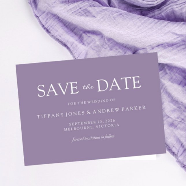Save The Date Purple Lavender Moderne Simple Mariage (Créateur téléchargé)