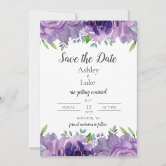 Save The Date Purple Lilac Aquarelle Fleur Enregistrer La Date