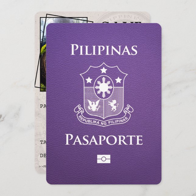 Save The Date Purple Philippines Passeport Enregistrer La Date (Devant / Derrière)