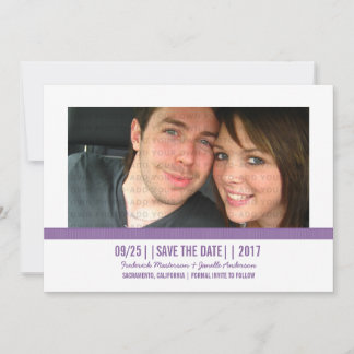 Save The Date Purple Photo moderne Enregistrer la date Invitatio