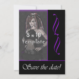 Save The Date Purple Scroll Photo Goth Sweet 16 enregistrer la d