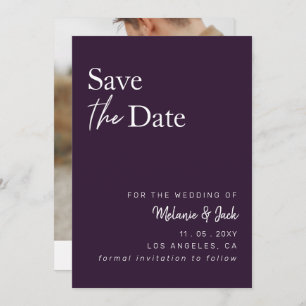 Save The Date Purple Simple Calligraphie Photo Enregistrer La Da