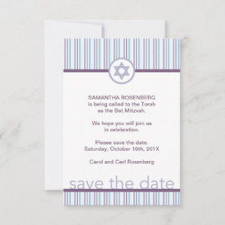 Save The Date Purple Stripes Bat mitzvah Enregistrer la date