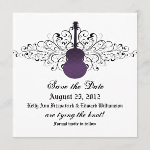Save The Date Purple Swirls Guitar Enregistrer l'Invitation de d