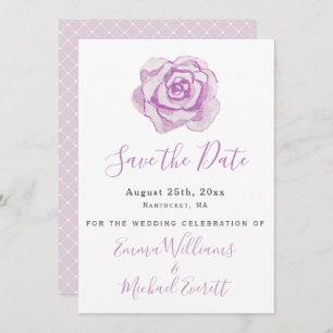Save The Date Purple Watercolor Rose Wedding Enregistrer la cart