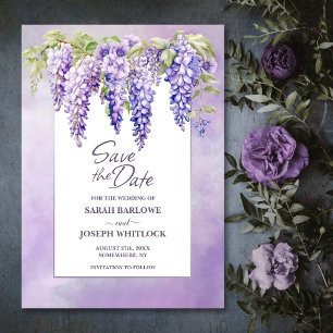 Save The Date Purple Wisteria Floral Wedding Enregistrer la date