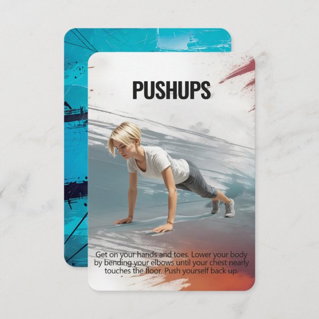 Save The Date Pushups Fitness Card avec Blue Backing (Devant / Derrière)