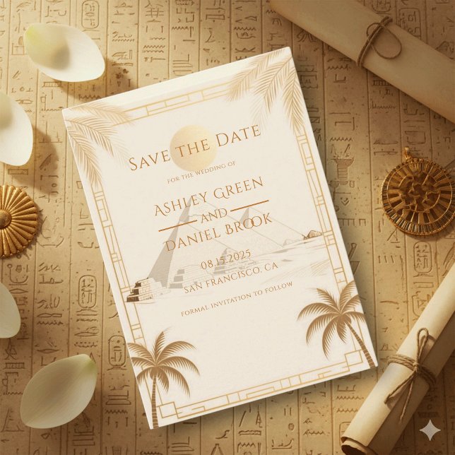 Save The Date Pyramides De Gizeh Mariage Égyptien Antique (Créateur téléchargé)