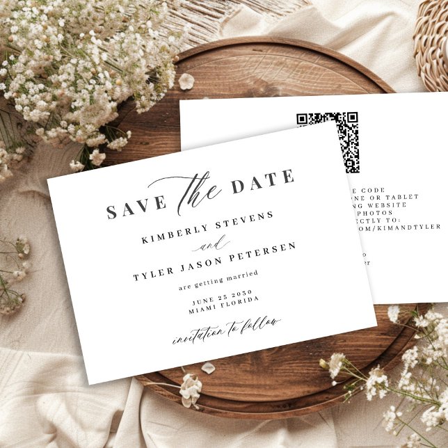 Save The Date QR CODE élégant script simple mariage (Créateur téléchargé)