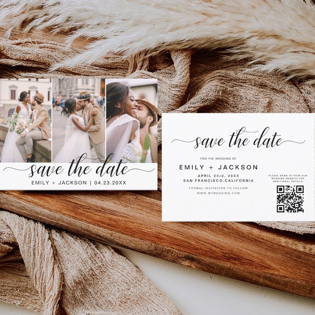 Save The Date QR Code - Enregistrer la date Modern Elegant 3 Pho (Créateur téléchargé)