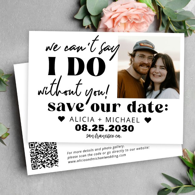 Save The Date QR code modern photo funny casual wedding (Créateur téléchargé)