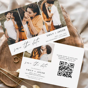 Save The Date QR Code moderne Enregistrer la date 4 Photo Elegan