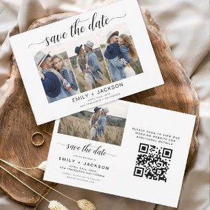 Save The Date QR Code moderne Enregistrer la date 4 Photo Elegan
