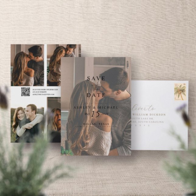 Save The Date QR Code Moderne superposition Élégante 5 Typograph (Save the Date!)