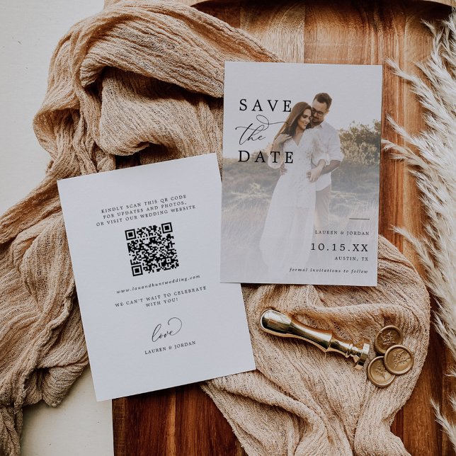 Save The Date Qr Code Photo Élégant Mariage moderne (Créateur téléchargé)