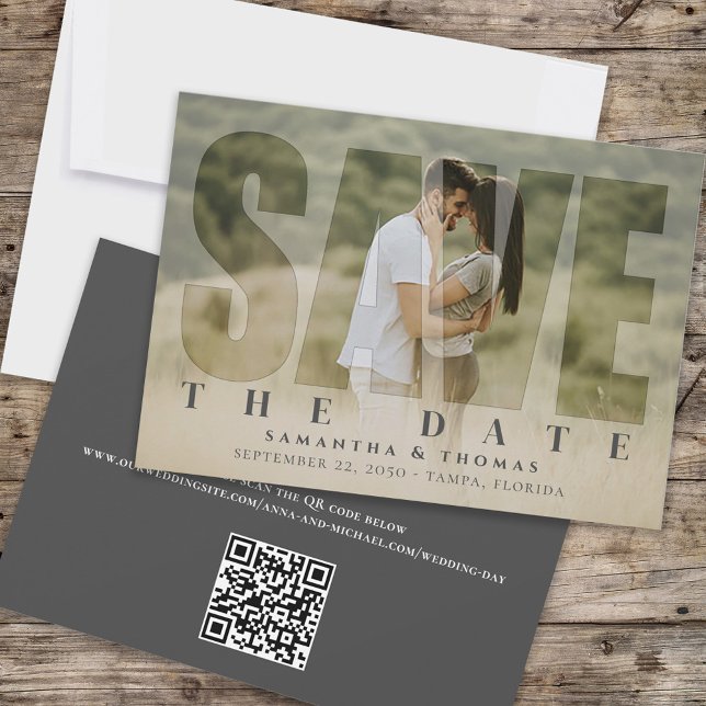 Save The Date QR Code Photo Enregistrer la date La typographie m (Créateur téléchargé)