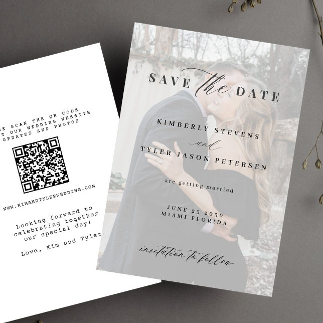 Save The Date QR CODE photo superposition élégant mariage modern (Créateur téléchargé)
