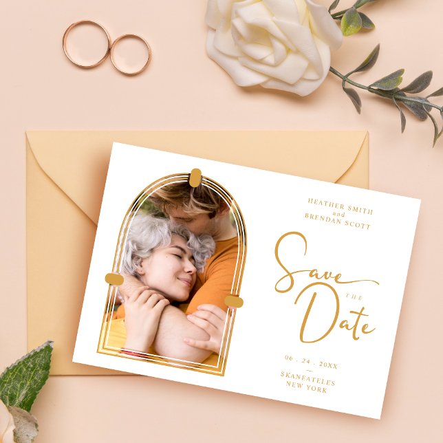 Save The Date QR in Exquisite fancy Archt Photo Wedding (QR in Exquisite fancy Arch Photo Wedding Save the Date Card with Envelope.)